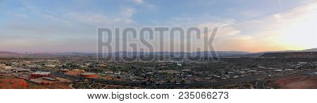 Desert And City Panoramic Views From Hiking Trails Around St. George Utah Around Beck Hill, Chuckwal