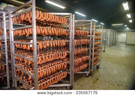 Meat Sausage Processing In Factory