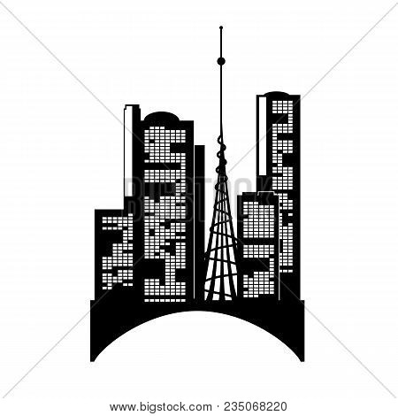 Vector City Silhouette With Windows. Vector Illustration