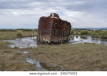 Port Adelaide, South Australia, Australia - February 10, 2018: The Corroding Shell Of The Excelsior 