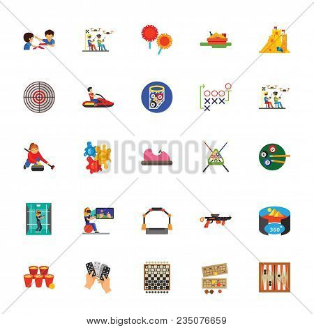 Icon Set Of Computer, Gambling And Board Games. Leisure Games, Entertainment, Competition. Games Con