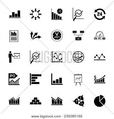 Icon Set Of Graphics. Chart, Diagram, Graph. Business Data Concept. For Topics Like Business, Analys