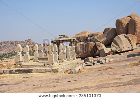 Hemakuta Hill, Temple In Hampi. Karnataka, India.