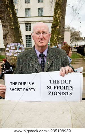 London, United Kingdom, 7st April 2018:- Protesters Gather Outside Downing Street In London To Prote
