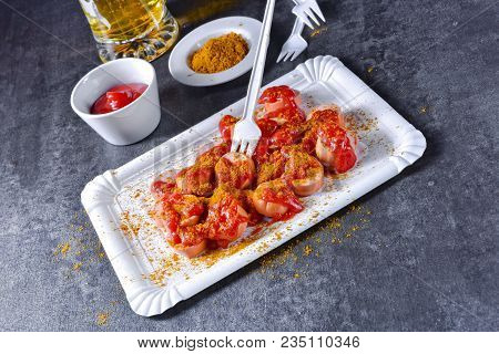A Fresh And Tasty Curry Bockwurst With Beer