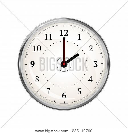 Realistic Clock Face Showing 02-00 Isolated On White