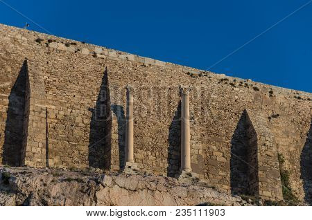 Athens,greece - December 27, 2017: The Ruins Of Choragic Monument Of Thrasyllus, Acropolis, Athens, 