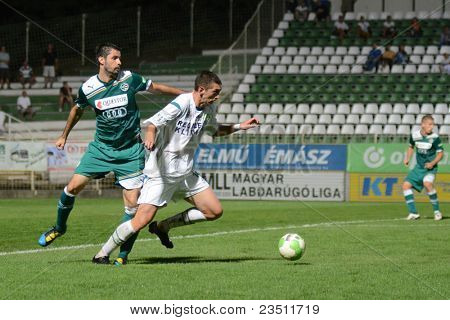 KAPOSVAR, Ungheria - 10 settembre: Serghei Alexeev (bianco 14) in azione presso un campione nazionale ungherese