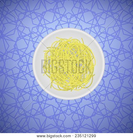 Boiled Floury Product Spaghetti Pattern On Blue Background