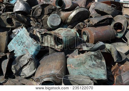 Closeup Of Metal Trash Piled For Scarp