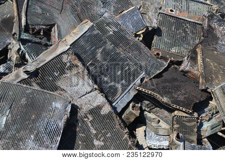 Closeup Of Metal Trash Piled For Scarp