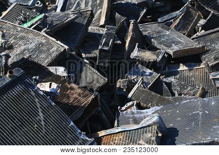 Closeup Of Metal Trash Piled For Scarp