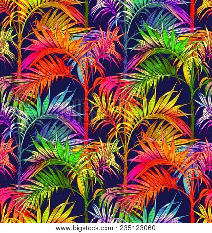 Palm Seamless Pattern. Tropical Leaves Vector Backgrounds.