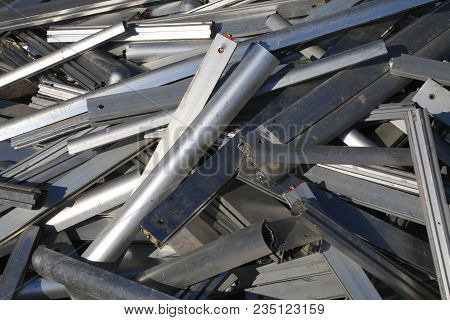 Closeup Of Metal Trash Piled For Scarp