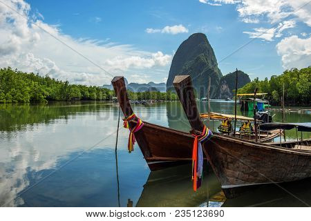 Fishing Boats Of Fishermen In Southern Thailand.