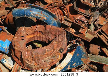 Closeup Of Metal Trash Piled For Scarp