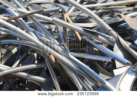 Closeup Of Metal Trash Piled For Scarp
