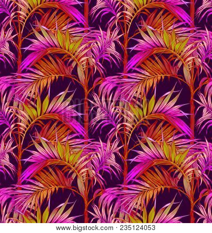 Palm Seamless Pattern. Tropical Leaves Vector Backgrounds.