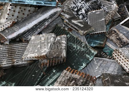 Closeup Of Metal Trash Piled For Scarp