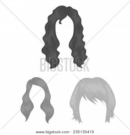Mustache And Beard, Hairstyles Monochrome Icons In Set Collection For Design. Stylish Haircut Vector