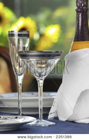Coupe de cristal et de la flûte à Champagne