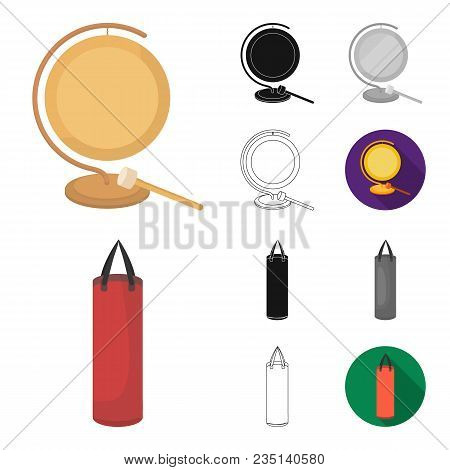 Boxing Extreme Sports Cartoon, Black, Flat, Monochrome, Outline Icons In Set Collection For Design. 
