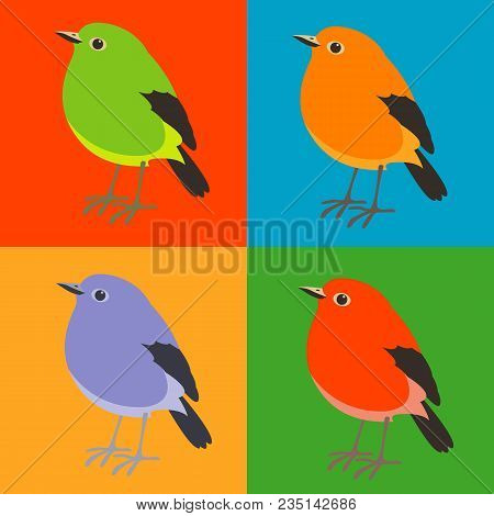 Robin Vector Illustration Flat Style Profile Side  Set