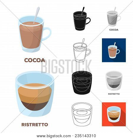 Different Kinds Of Coffee Cartoon, Black, Flat, Monochrome, Outline Icons In Set Collection For Desi