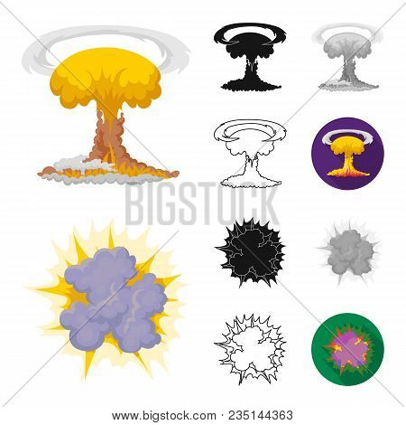 Different Explosions Cartoon, Black, Flat, Monochrome, Outline Icons In Set Collection For Design.fl