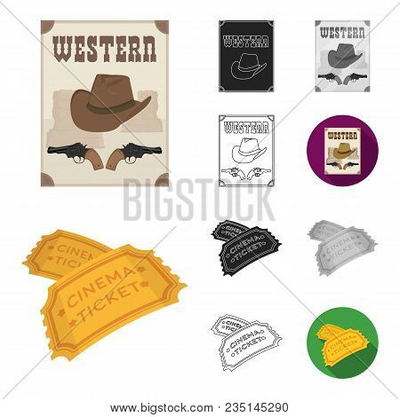 Films And Cinema Cartoon, Black, Flat, Monochrome, Outline Icons In Set Collection For Design.movies