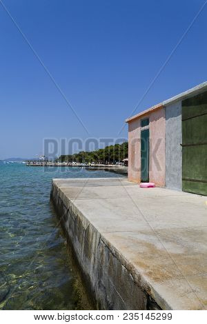 Vintage Beach Cabin In Croatia On A Sunny Day