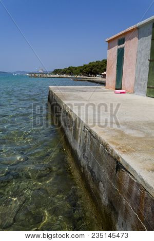Vintage Beach Cabin In Croatia On A Sunny Day