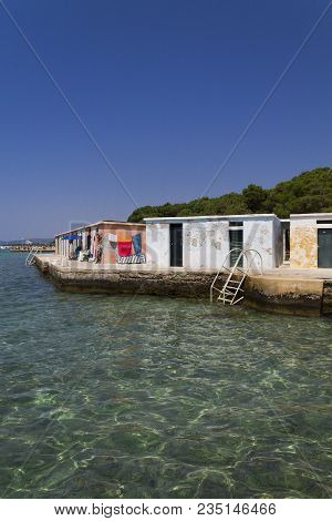 Vintage Beach Cabin In Croatia On A Sunny Day