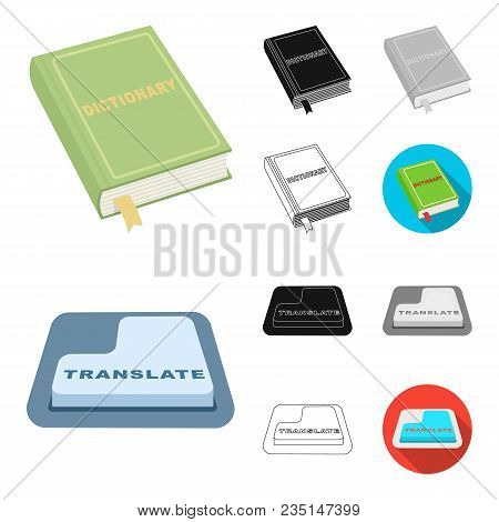 Translator And Linguist Cartoon, Black, Flat, Monochrome, Outline Icons In Set Collection For Design