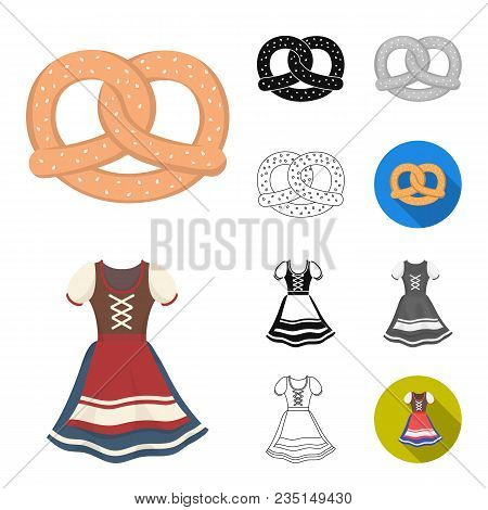Interior Of The Workplace Cartoon, Black, Flat, Monochrome, Outline Icons In Set Collection For Desi