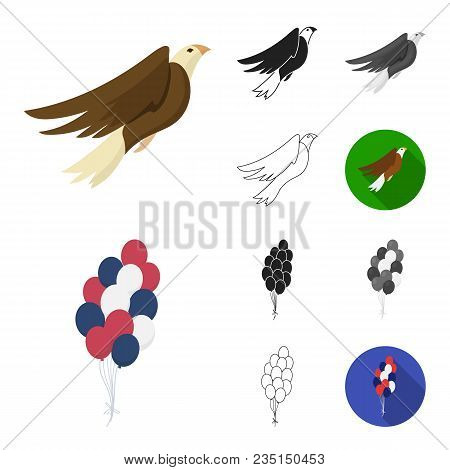 Day Of Patriot, Holiday Cartoon, Black, Flat, Monochrome, Outline Icons In Set Collection For Design