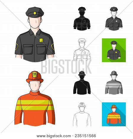 People Of Different Professions Cartoon, Black, Flat, Monochrome, Outline Icons In Set Collection Fo