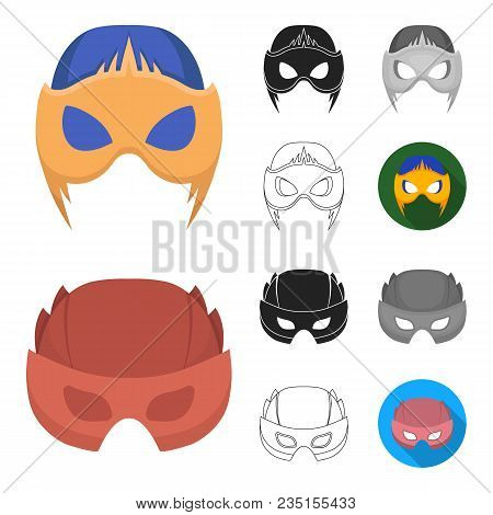 Carnival Mask Cartoon, Black, Flat, Monochrome, Outline Icons In Set Collection For Design.mask On T