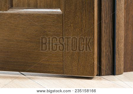 Close-up Detail Of Brown Wooden Door Art
