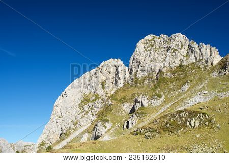 Peaks in Lescun Cirque. Aspe Valley, Pyrenees, France.