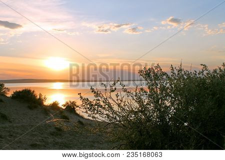 The Setting Sun Reflected In The Pond, Lake, Water, Transparent