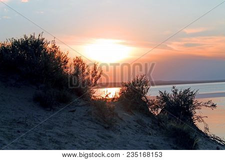 The Setting Sun Reflected In The Pond, Lake, Water, Transparent