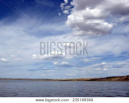 Deserted Beach Lake, Summer Sky, Nature Blue Cloud, Tuva, The Sky Reflected In The Water
