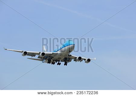 Amsterdam The Netherlands - April, 7th 2018: Ph-ckb Klm Royal Dutch Airlines Boeing 747-400f Approac
