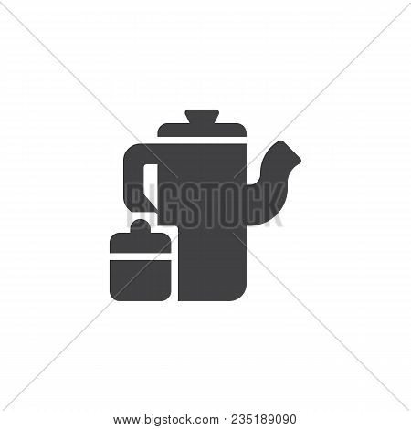 Tea Pot And Sugar Bowl Vector Icon. Filled Flat Sign For Mobile Concept And Web Design. Teapot Kettl