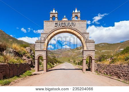 Entrance Gate Of Chivay City, Southern Peru
