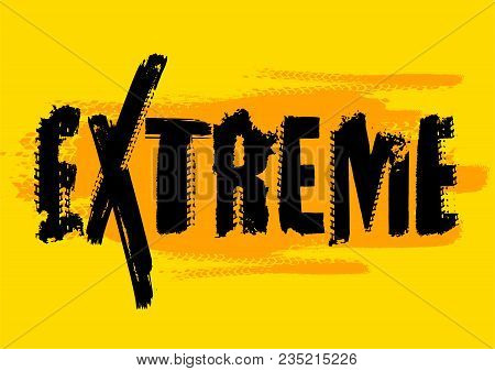 Off-road Extreme Hand Drawn Grunge Lettering On A Textured Background. Tire Tracks Words Made From U