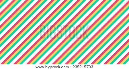 Yummy Candy Seamless Inclined Stripes Background. Modern Colors Sidelong Lines Texture. Vintage Styl