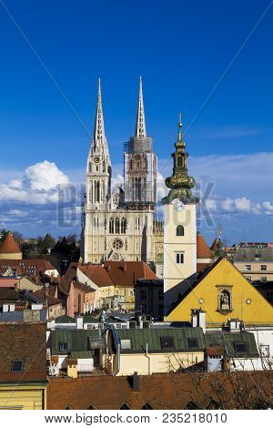 Landscape Of A Kaptol Cathedral In Zagreb