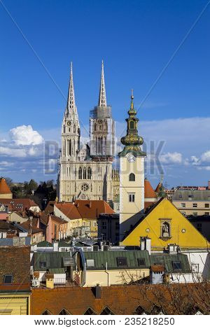 Landscape Of A Kaptol Cathedral In Zagreb